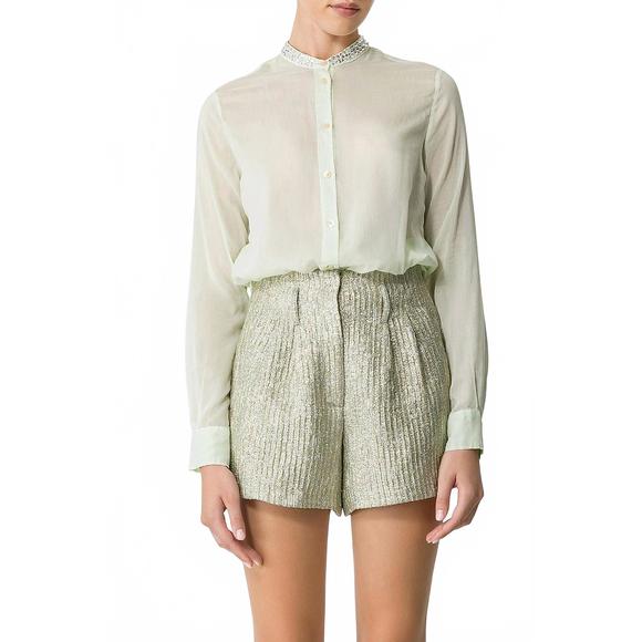 NEW FORTE FORTE voile crystal long sleeve shirt in mint - Picture 1 of 4